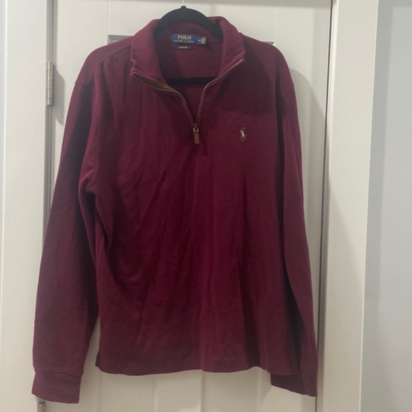Polo Ralph Lauren 1/4 Zip Sweater Estate Rib Pullover Mens Size M Burgundy EUC - Picture 1 of 9